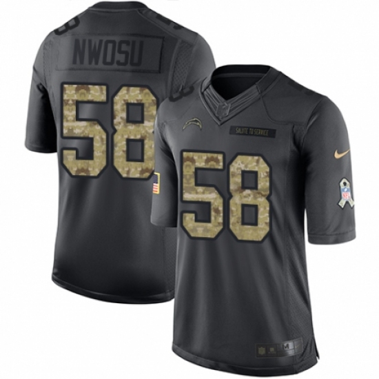Men's Nike Los Angeles Chargers 58 Uchenna Nwosu Limited Black 2016 Salute to Service NFL Jersey
