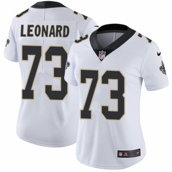 Women's Nike New Orleans Saints 73 Rick Leonard White Vapor Untouchable Limited Player NFL Jersey