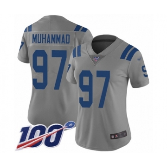 Women's Indianapolis Colts 97 Al-Quadin Muhammad Limited Gray Inverted Legend 100th Season Football Jersey