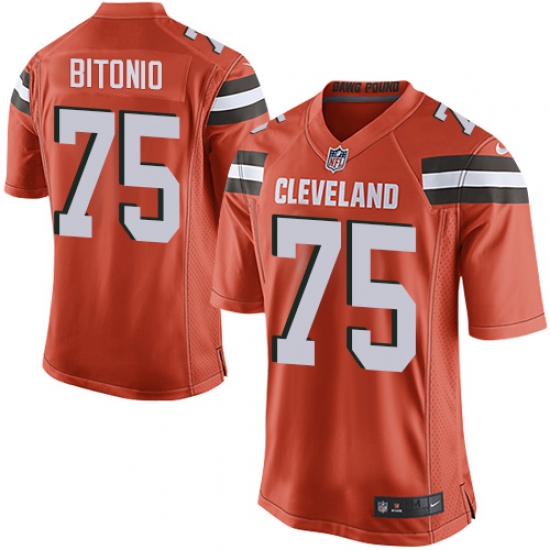 Men's Nike Cleveland Browns 75 Joel Bitonio Game Orange Alternate NFL Jersey