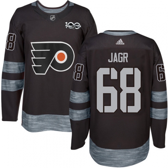 Men's Adidas Philadelphia Flyers 68 Jaromir Jagr Authentic Black 1917-2017 100th Anniversary NHL Jersey