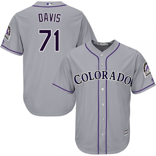 Youth Majestic Colorado Rockies 71 Wade Davis Authentic Grey Road Cool Base MLB Jersey