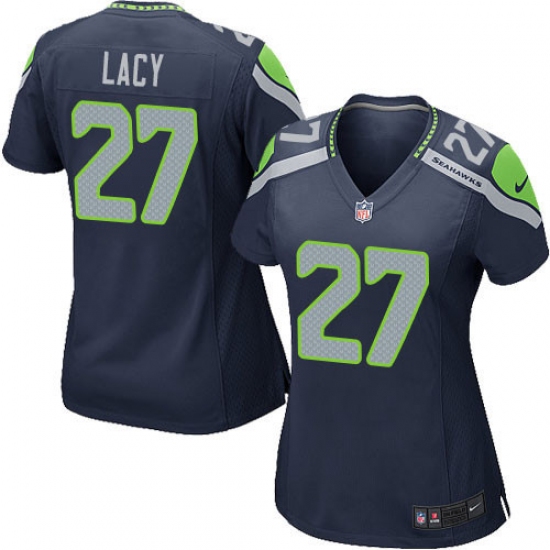 Women's Nike Seattle Seahawks 27 Eddie Lacy Game Steel Blue Team Color NFL Jersey