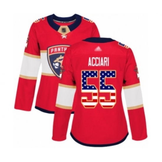 Women's Florida Panthers 55 Noel Acciari Authentic Red USA Flag Fashion Hockey Jersey