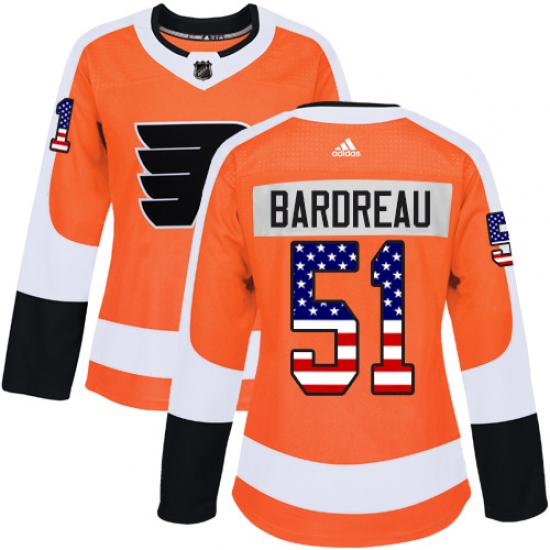 Women's Adidas Philadelphia Flyers 51 Cole Bardreau Authentic Orange USA Flag Fashion NHL Jersey