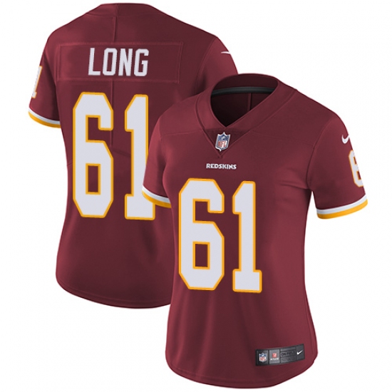 Women's Nike Washington Redskins 61 Spencer Long Elite Burgundy Red Team Color NFL Jersey