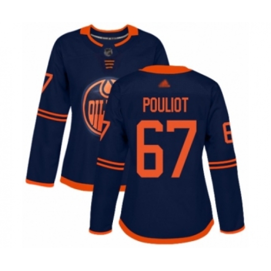 Women's Edmonton Oilers 67 Benoit Pouliot Authentic Navy Blue Alternate Hockey Jersey