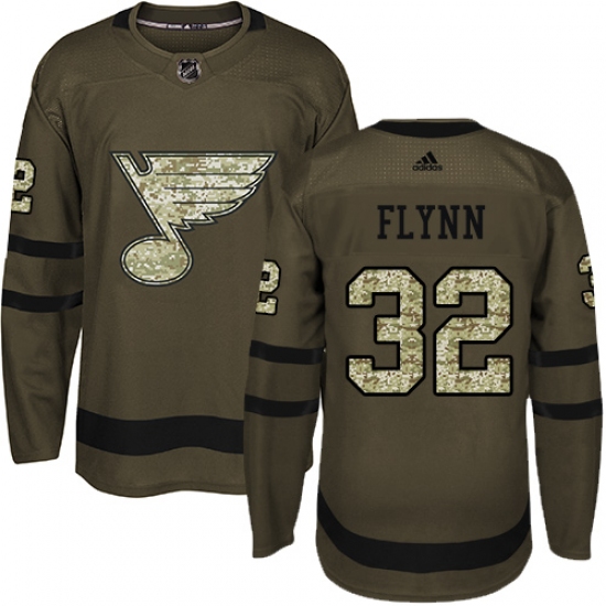 Men's Adidas St. Louis Blues 32 Brian Flynn Authentic Green Salute to Service NHL Jersey