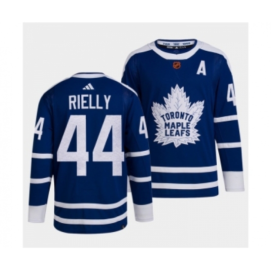 Men's Toronto Maple Leafs Black 44 Morgan Rielly Blue 2022 Reverse Retro Stitched Jersey