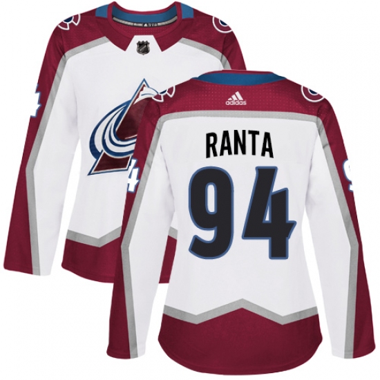 Women's Adidas Colorado Avalanche 94 Sampo Ranta Authentic White Away NHL Jersey