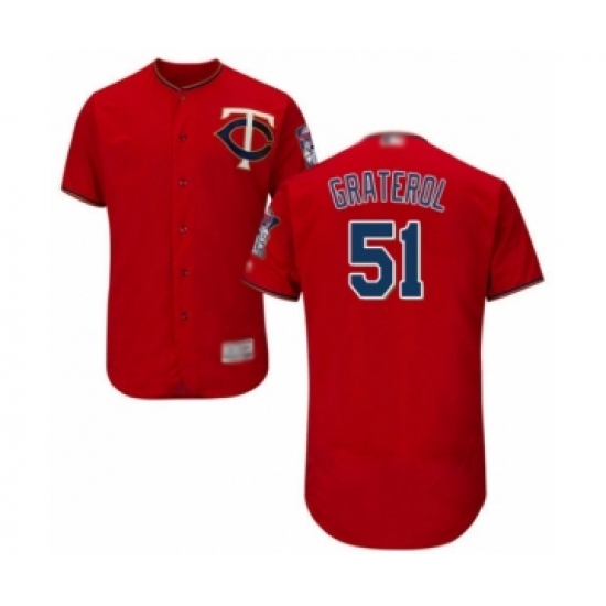 Men's Minnesota Twins 51 Brusdar Graterol Authentic Scarlet Alternate Flex Base Authentic Collection Baseball Player Jersey