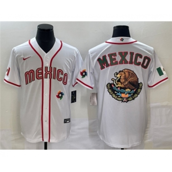 Men's Mexico Baseball 2023 White Team Big Logo World Baseball Classic Stitched Jersey1