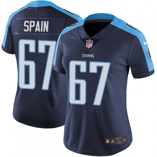 Women's Nike Tennessee Titans 67 Quinton Spain Navy Blue Alternate Vapor Untouchable Limited Player NFL Jersey