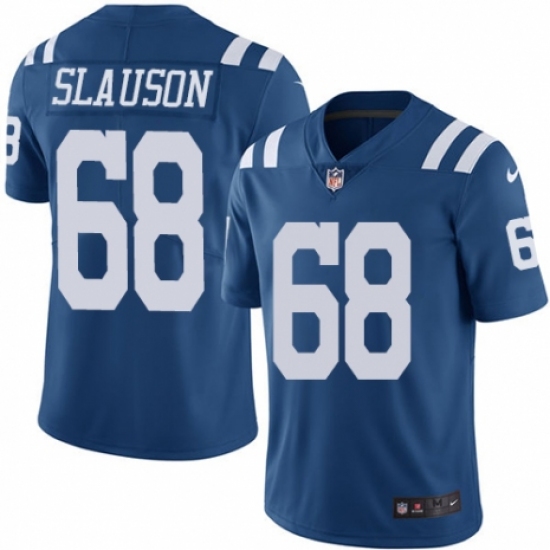 Youth Nike Indianapolis Colts 68 Matt Slauson Limited Royal Blue Rush Vapor Untouchable NFL Jersey