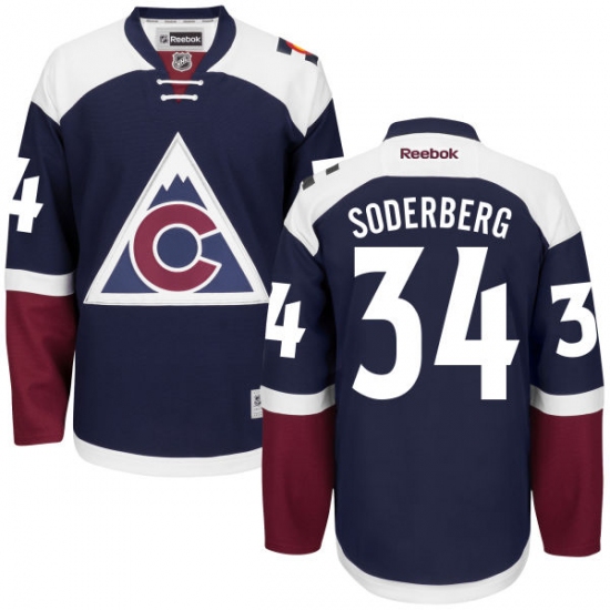 Women's Reebok Colorado Avalanche 34 Carl Soderberg Authentic Blue Third NHL Jersey