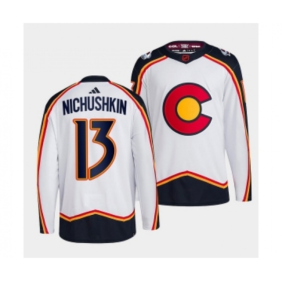 Men's Colorado Avalanche 13 Valeri Nichushkin White 2022-23 Reverse Retro Stitched Jersey