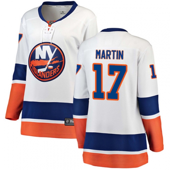 Women's New York Islanders 17 Matt Martin Fanatics Branded White Away Breakaway NHL Jersey