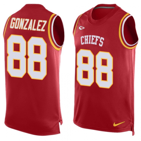 Men's Nike Kansas City Chiefs 88 Tony Gonzalez Limited Red Player Name & Number Tank Top NFL Jersey