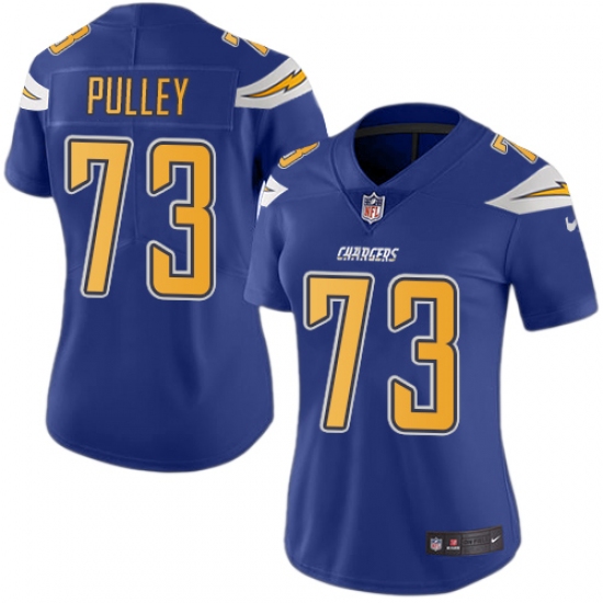 Women's Nike Los Angeles Chargers 73 Spencer Pulley Limited Electric Blue Rush Vapor Untouchable NFL Jersey