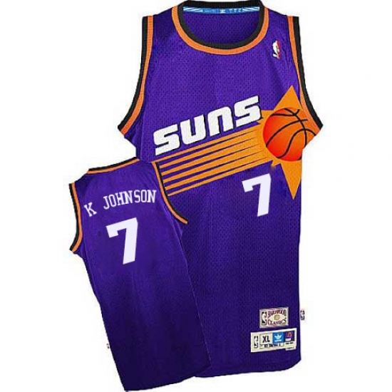 Men's Adidas Phoenix Suns 7 Kevin Johnson Authentic Purple Throwback NBA Jersey