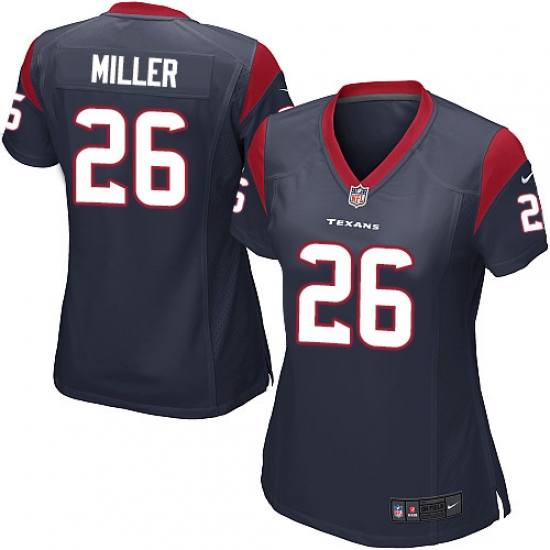 Women's Nike Houston Texans 26 Lamar Miller Game Navy Blue Team Color NFL Jersey