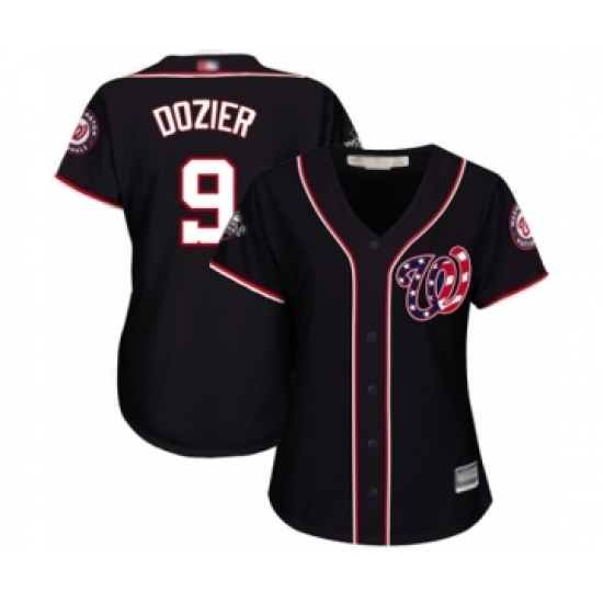 Women's Washington Nationals 9 Brian Dozier Authentic Navy Blue Alternate 2 Cool Base 2019 World Series Bound Baseball Jersey