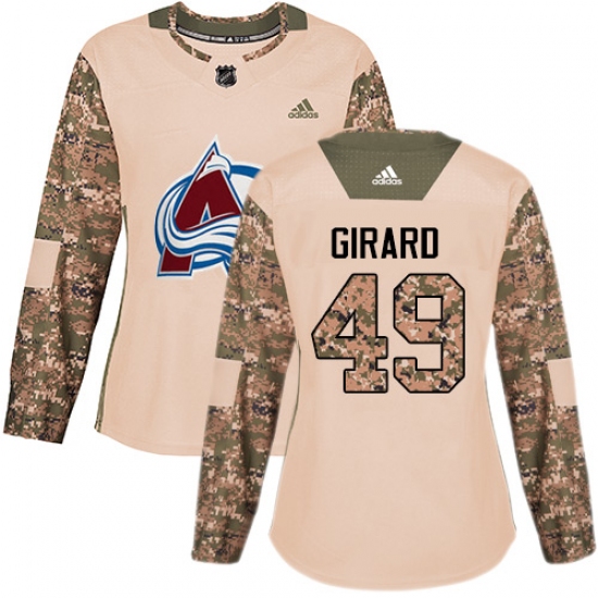 Women's Adidas Colorado Avalanche 49 Samuel Girard Authentic Camo Veterans Day Practice NHL Jersey