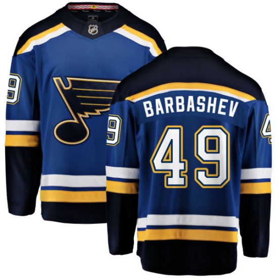 Men's St. Louis Blues 49 Ivan Barbashev Fanatics Branded Royal Blue Home Breakaway NHL Jersey