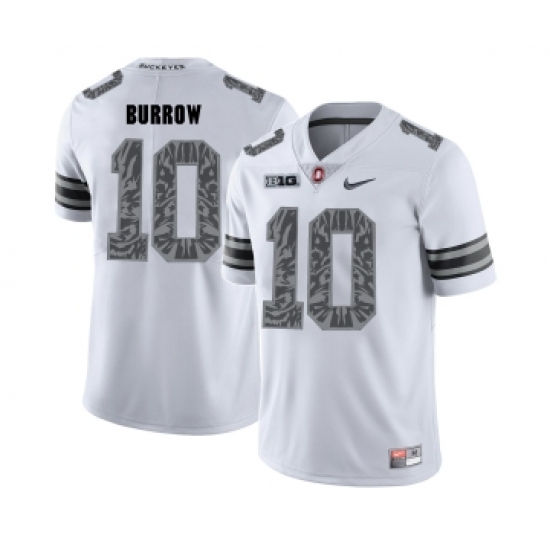 Ohio State Buckeyes 10 Joe Burrow White Shadow College Football Jersey