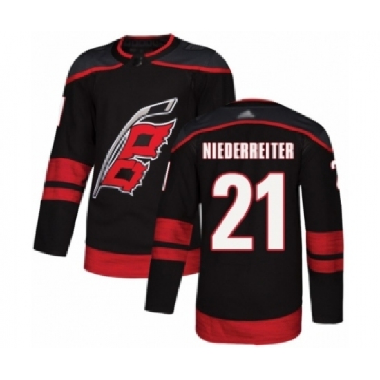 Men's Carolina Hurricanes 21 Nino Niederreiter Authentic Black Alternate Hockey Jersey