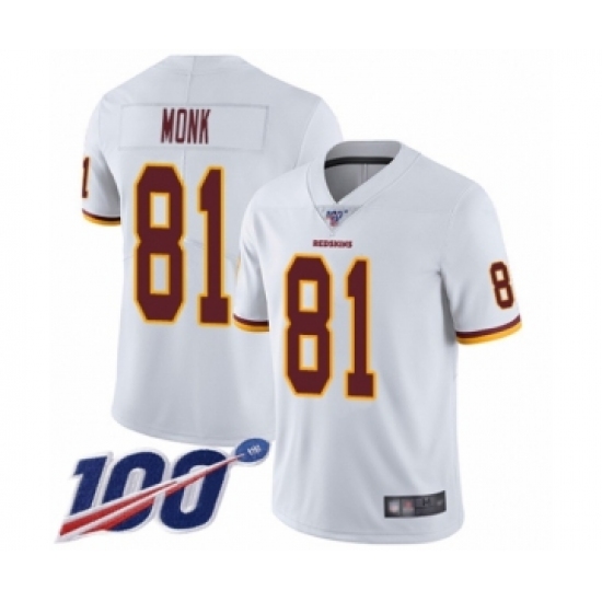 Youth Washington Redskins 81 Art Monk White Vapor Untouchable Limited Player 100th Season Football Jersey