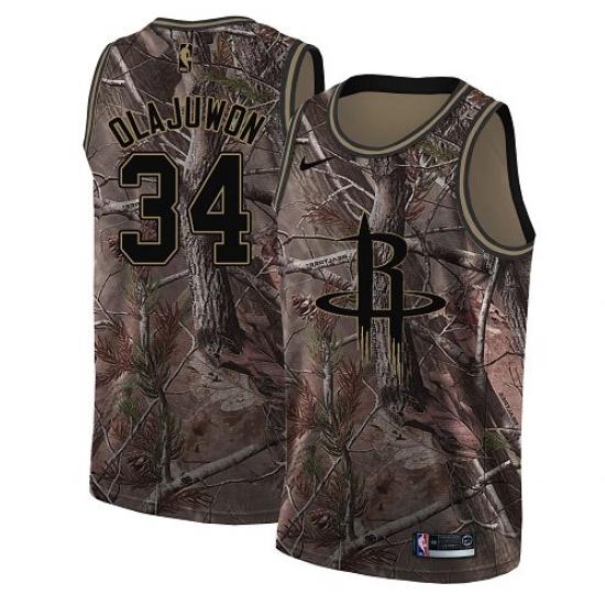 Women's Nike Houston Rockets 34 Hakeem Olajuwon Swingman Camo Realtree Collection NBA Jersey