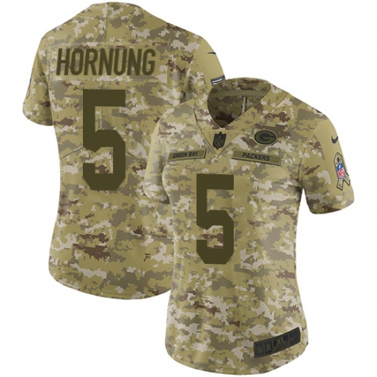 Women's Nike Green Bay Packers 5 Paul Hornung Limited Camo 2018 Salute to Service NFL Jersey