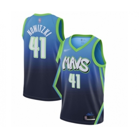 Youth Dallas Mavericks 41 Dirk Nowitzki Swingman Blue Basketball Jersey - 2019 20 City Edition