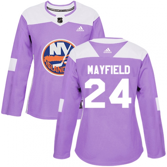 Women's Adidas New York Islanders 24 Scott Mayfield Authentic Purple Fights Cancer Practice NHL Jersey