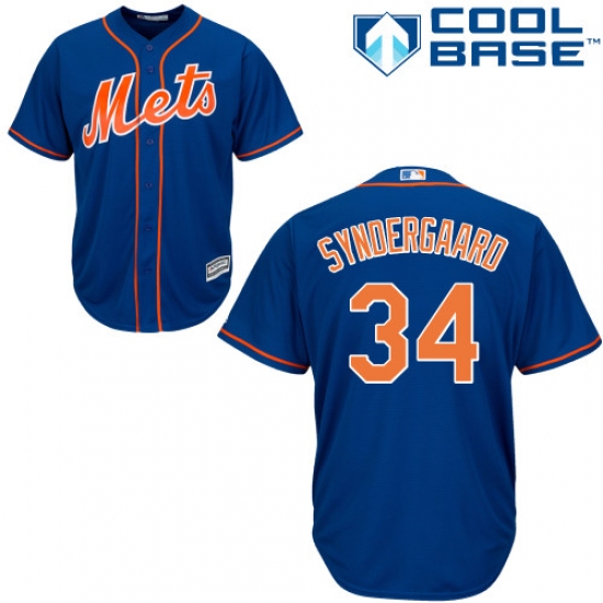 Men's Majestic New York Mets 34 Noah Syndergaard Replica Royal Blue Alternate Home Cool Base MLB Jersey