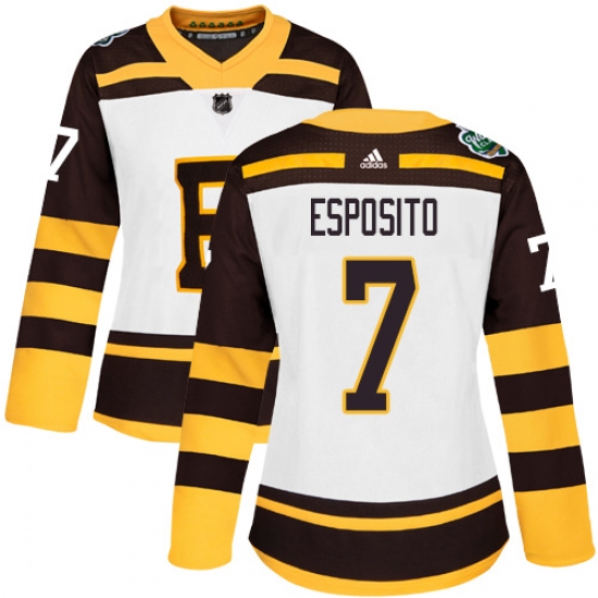 Women's Adidas Boston Bruins 7 Phil Esposito Authentic White 2019 Winter Classic NHL Jersey