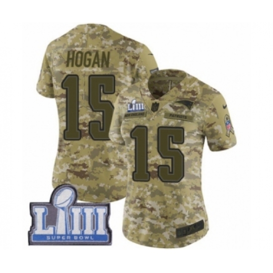 Women's Nike New England Patriots 15 Chris Hogan Limited Camo 2018 Salute to Service Super Bowl LIII Bound NFL Jersey