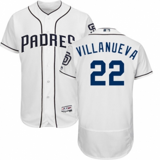 Men's Majestic San Diego Padres 22 Christian Villanueva White Home Flex Base Authentic Collection MLB Jersey