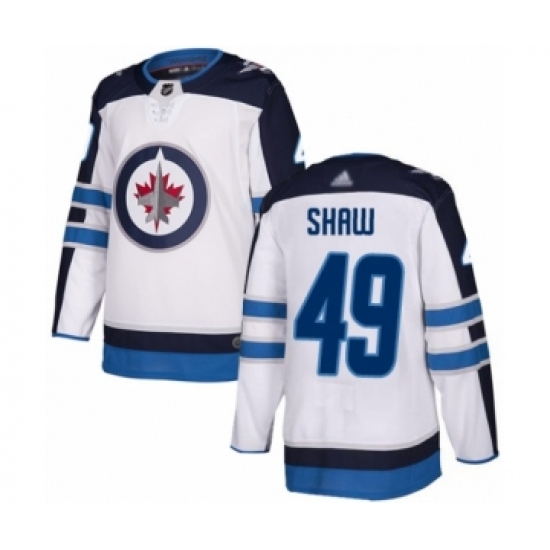 Youth Winnipeg Jets 49 Logan Shaw Authentic White Away Hockey Jersey