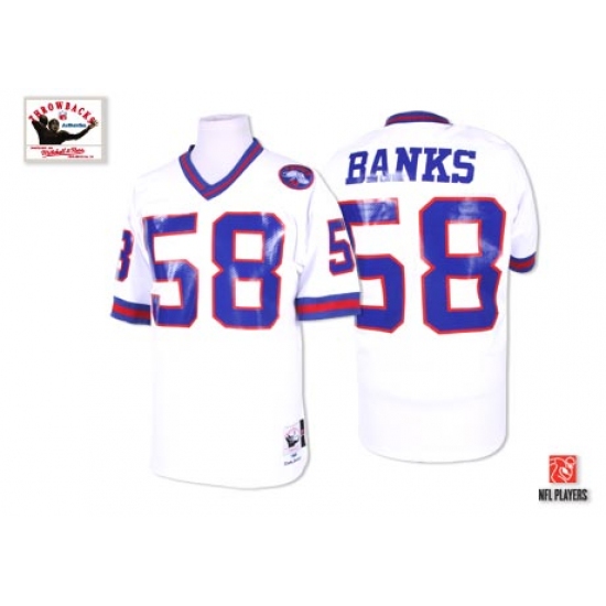 Mitchell and Ness New York Giants 58 Carl Banks White Authentic Throwback NFL Jersey