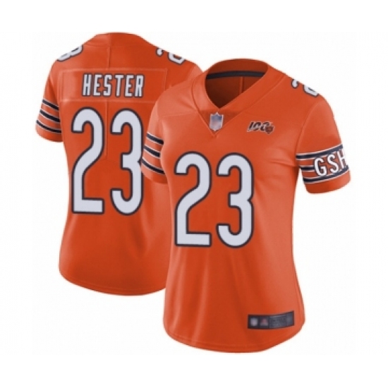 Women's Chicago Bears 23 Devin Hester Orange Alternate 100th Season Limited Football Jersey