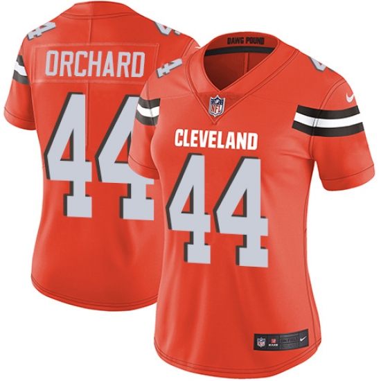 Women's Nike Cleveland Browns 44 Nate Orchard Orange Alternate Vapor Untouchable Limited Player NFL Jersey