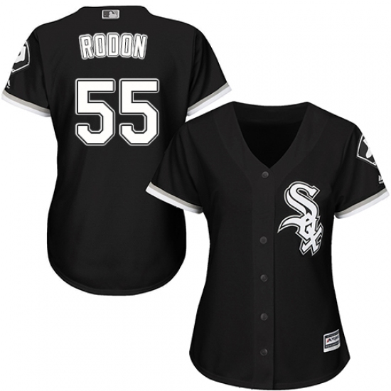 Women's Majestic Chicago White Sox 55 Carlos Rodon Replica Black Alternate Home Cool Base MLB Jersey