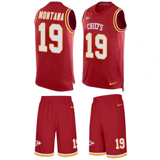 Men's Nike Kansas City Chiefs 19 Joe Montana Limited Red Tank Top Suit NFL Jersey