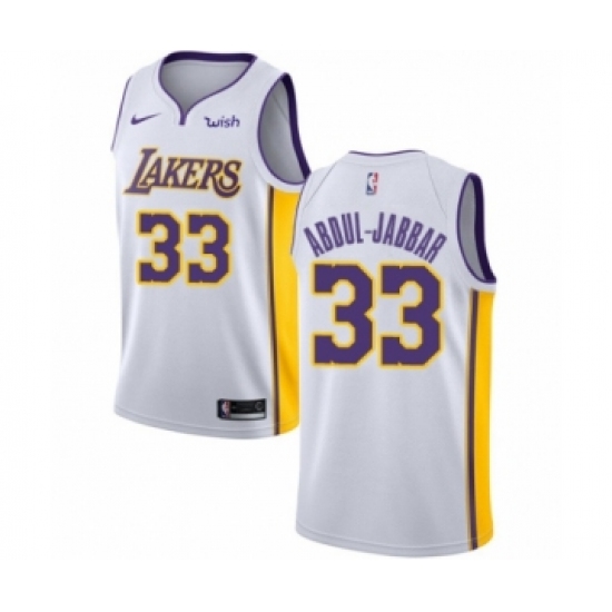 Men's Los Angeles Lakers 33 Kareem Abdul-Jabbar Authentic White Basketball Jersey - Association Edition