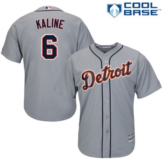 Men's Majestic Detroit Tigers 6 Al Kaline Replica Grey Road Cool Base MLB Jersey