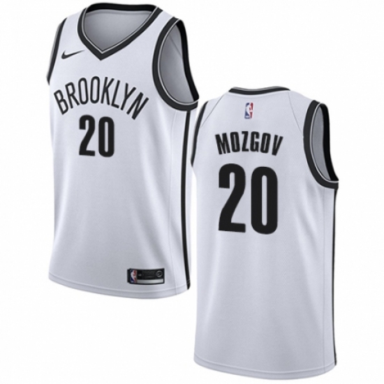 Men's Nike Brooklyn Nets 20 Timofey Mozgov Authentic White NBA Jersey - Association Edition