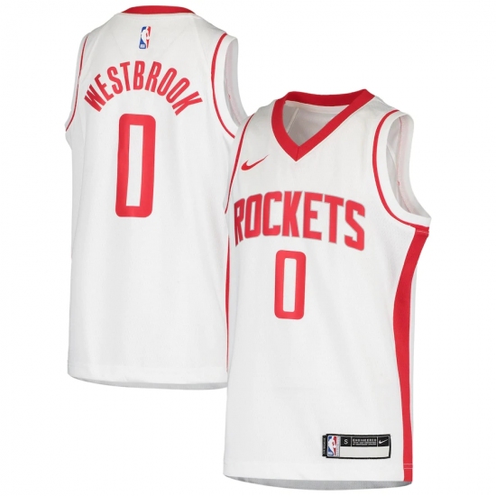 Youth Houston Rockets 0 Russell Westbrook Nike White 2020-21 Swingman Jersey