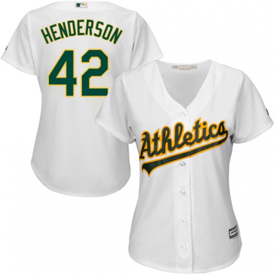 Women's Majestic Oakland Athletics 42 Dave Henderson Replica White Home Cool Base MLB Jersey